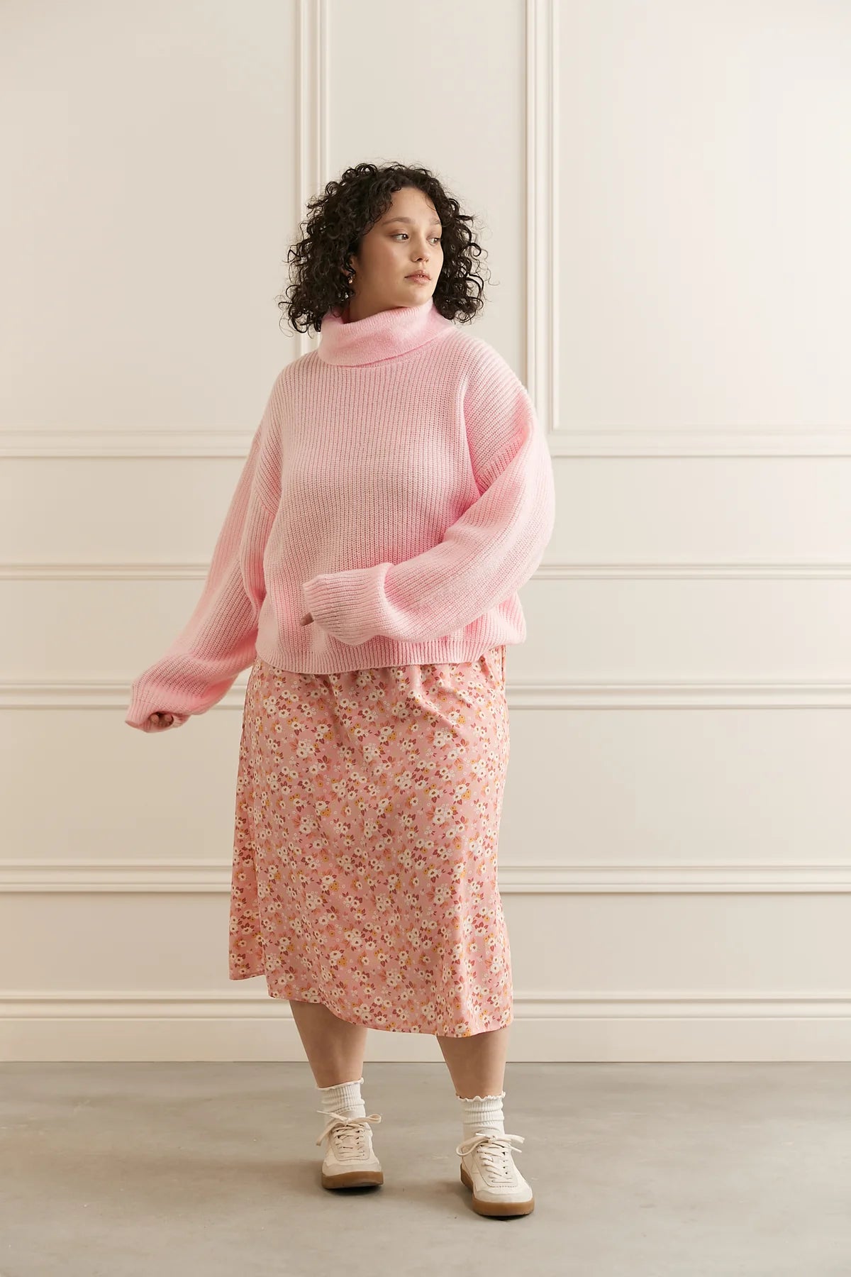 Chandail en tricot col roulé Womance - Rose Pâle