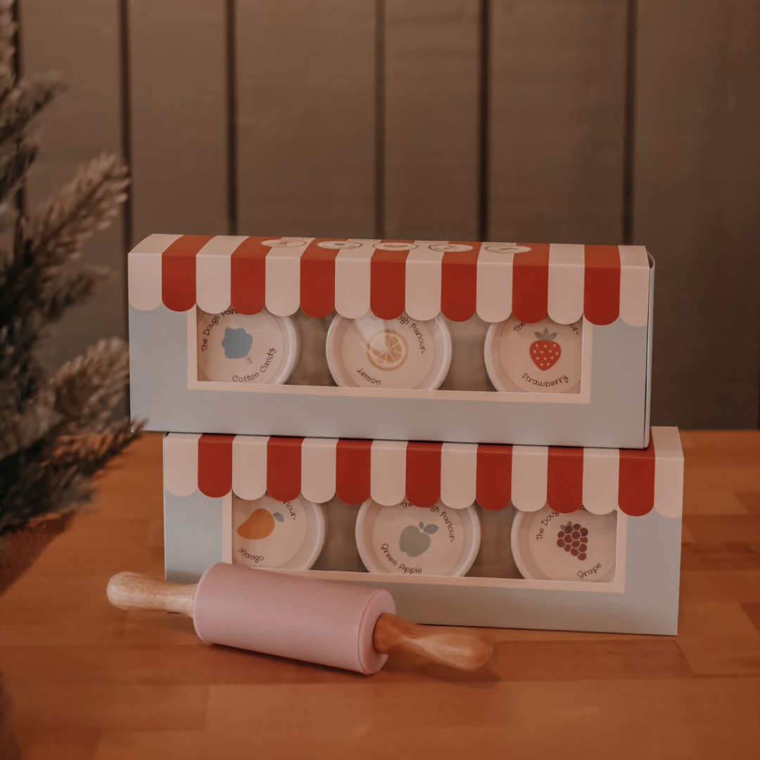 Boîte de 3 pâtes à modeler The Dough Parlour™ - Mangue / Pomme verte / Raisin