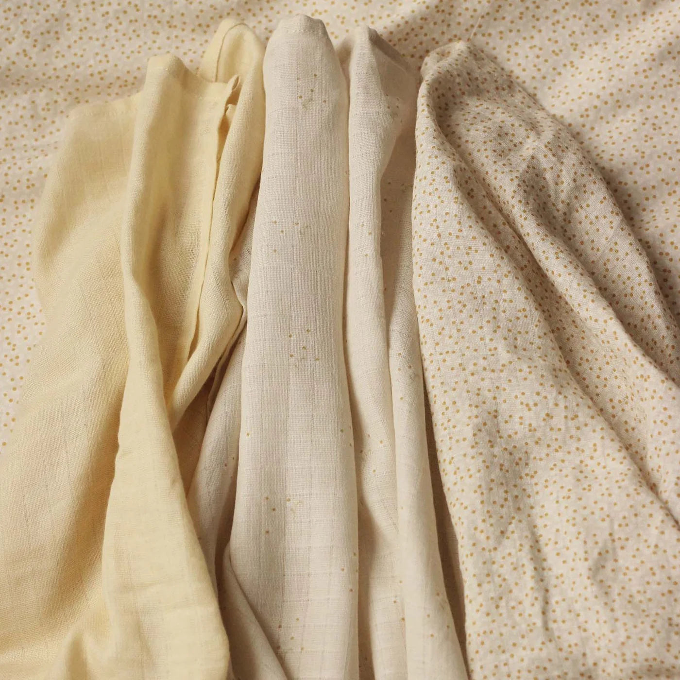 Couvertures en mousseline de coton bio Avery Row (pqt de 3) - Camomille sauvage
