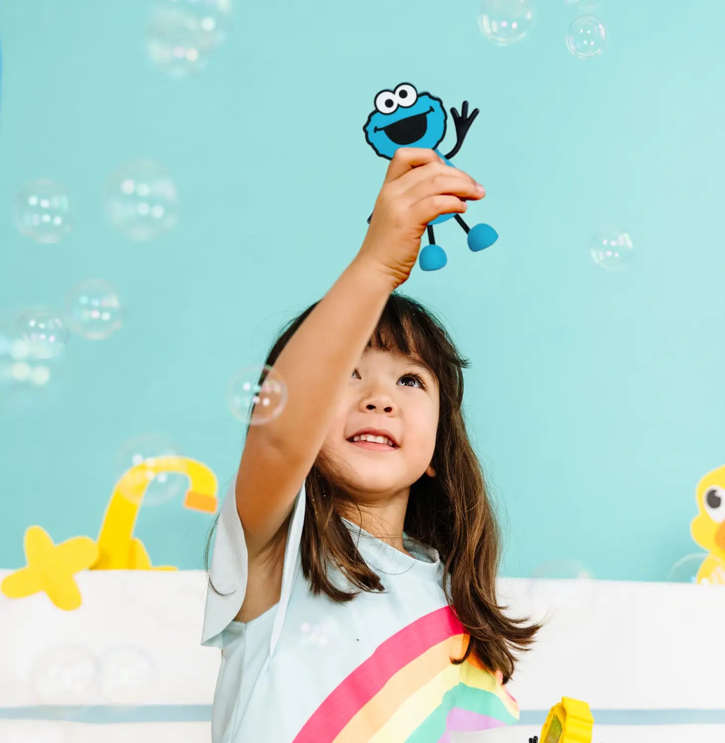 Personnage et cubes d'activités lumineux pour le bain Sesame Street Glo Pals - Cookie Monster