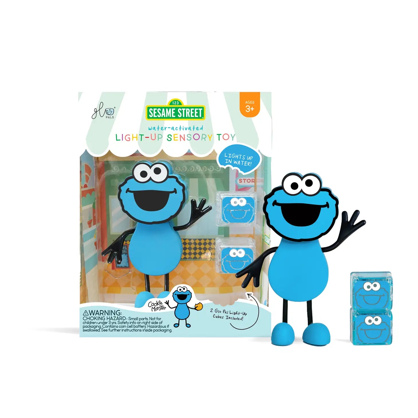 Personnage et cubes d'activités lumineux pour le bain Sesame Street Glo Pals - Cookie Monster